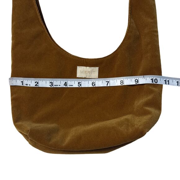 Merit Corduroy Tie Pouch Makeup Bag Brown Cosmetic Organizer - Picture 8 of 8